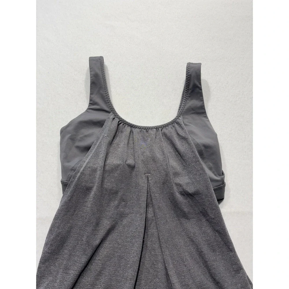Lululemon Tank Womens Small Gray Scoop Neck Built In Bra Drawcord Hem Yoga Top